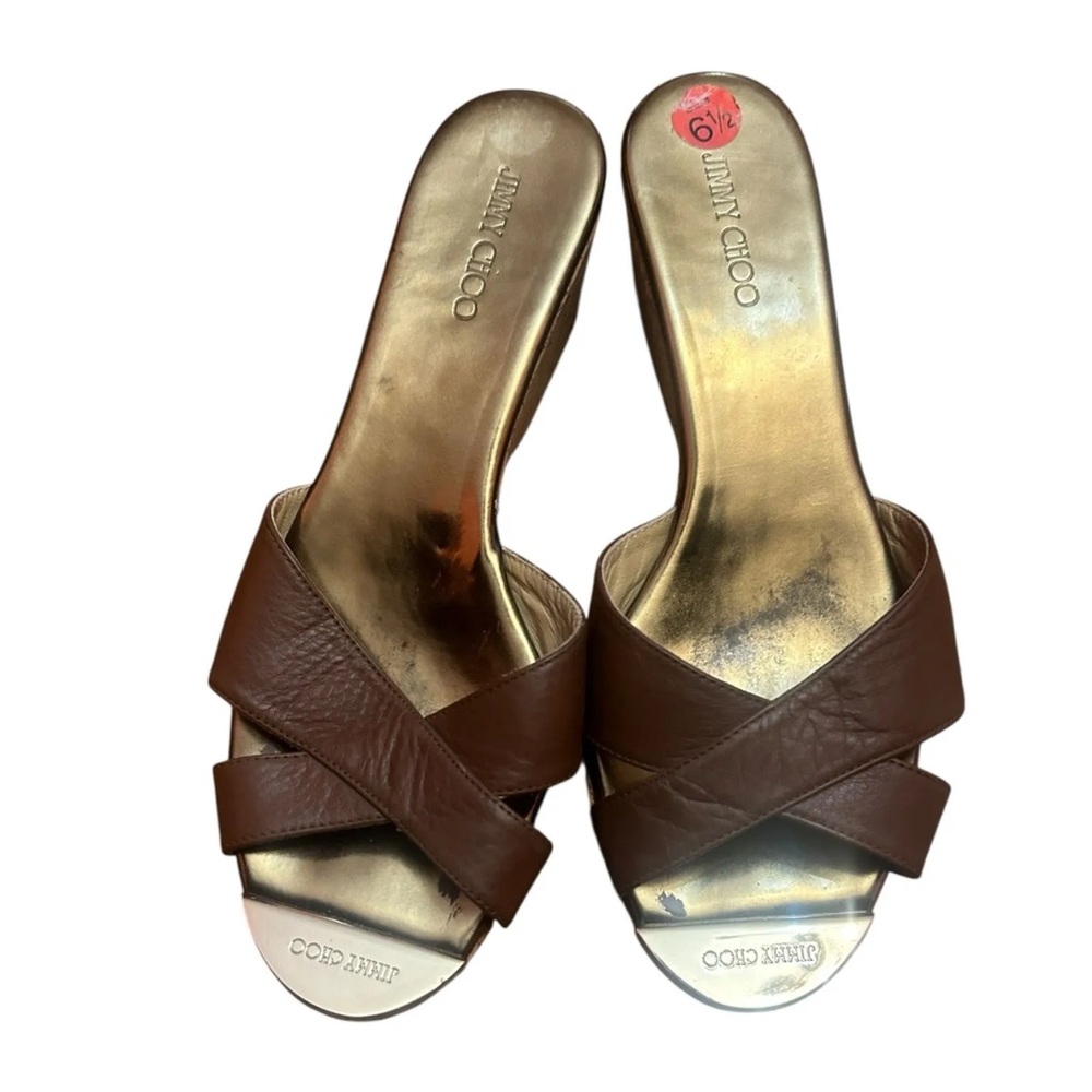 Jimmy Choo Canyon Calfskin Prima Cork Wedge Sandals